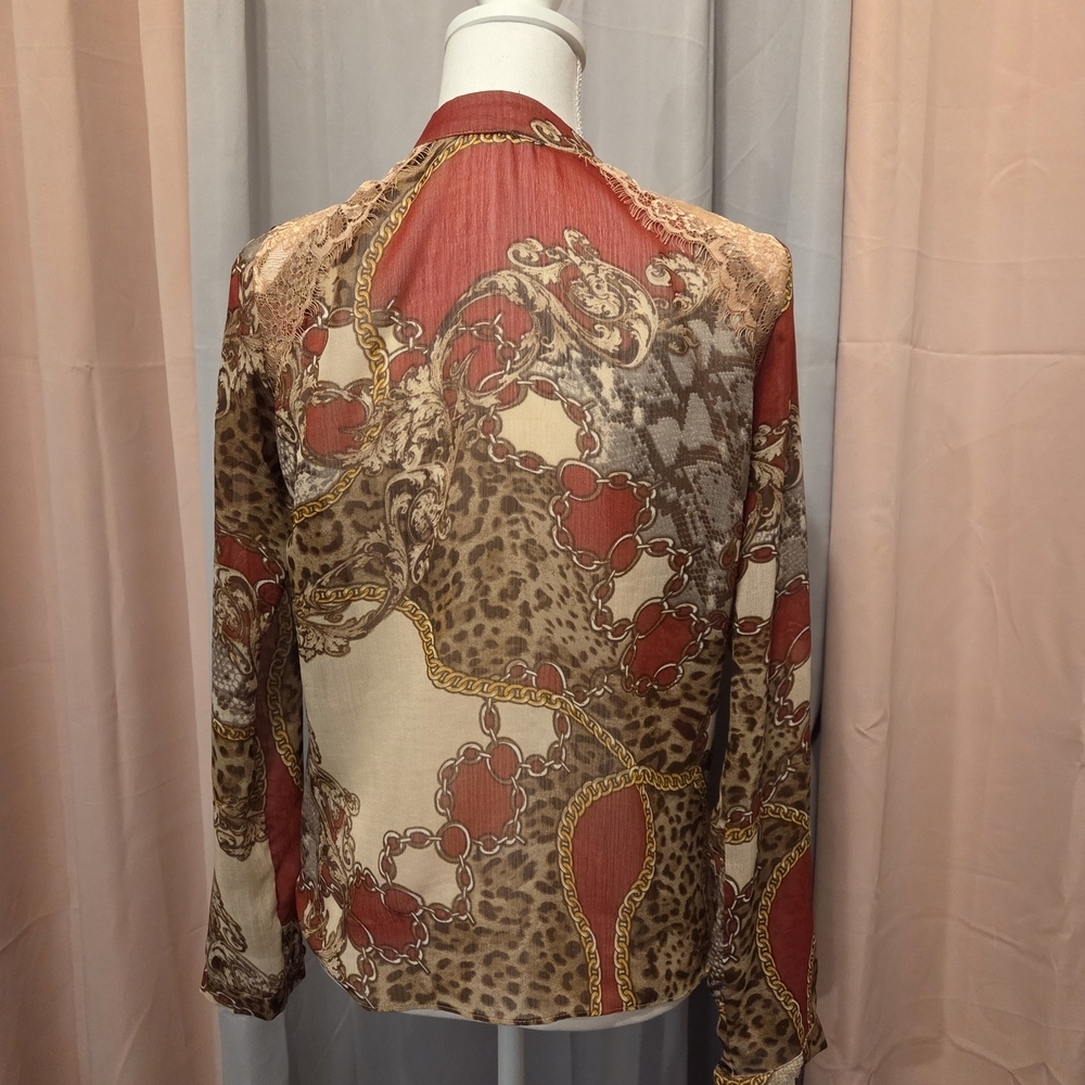 Patchwork printWomen's Sheer Top - Picture 2 of 4